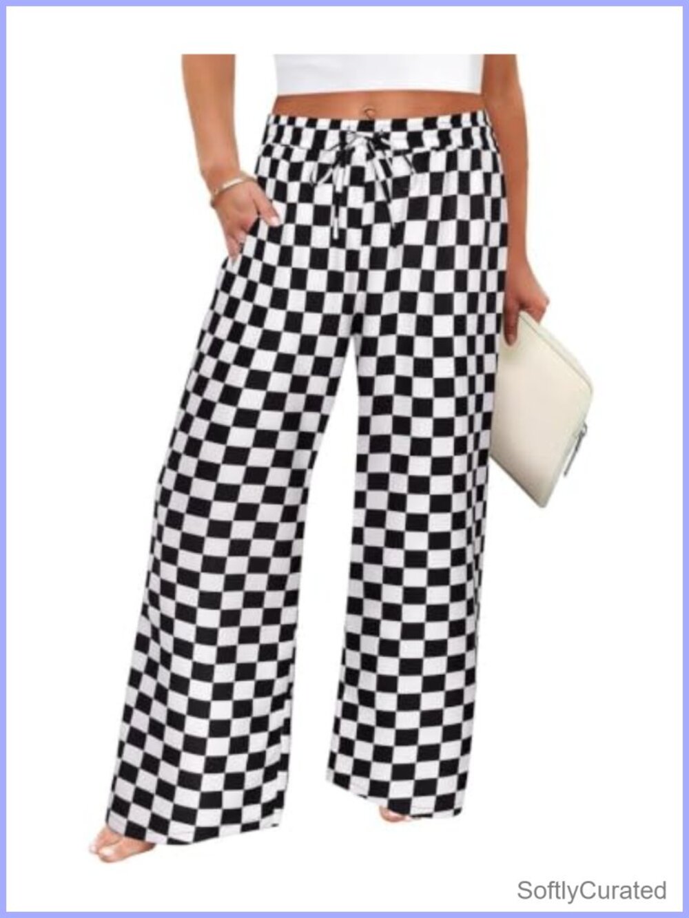 Plus Size Wide Leg Pants High Waist Drawstring Lounge Palazzo